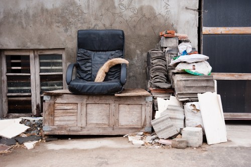 Professional clearing a garage space